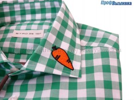 Вышивка морковки на воротнике рубашки