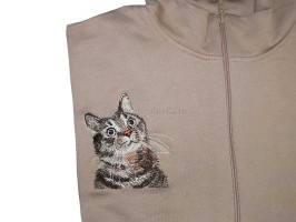 Вышивка кота на худи