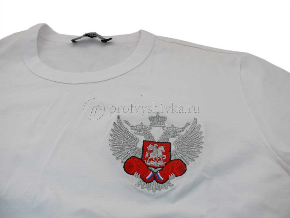 Вышивка на футболках герба Федерации Бокса России