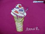 Вышивка мороженного логотипа на свитерах