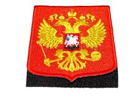 Шеврон на липучке Герб РОССИИ «Двуглавый орел», красный фон
