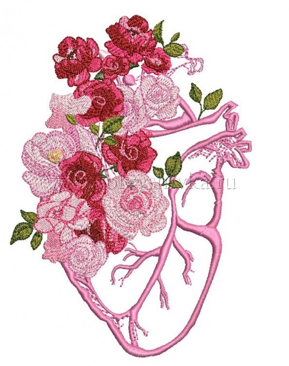 Дизайн для вышивки «Сердце в цветах»